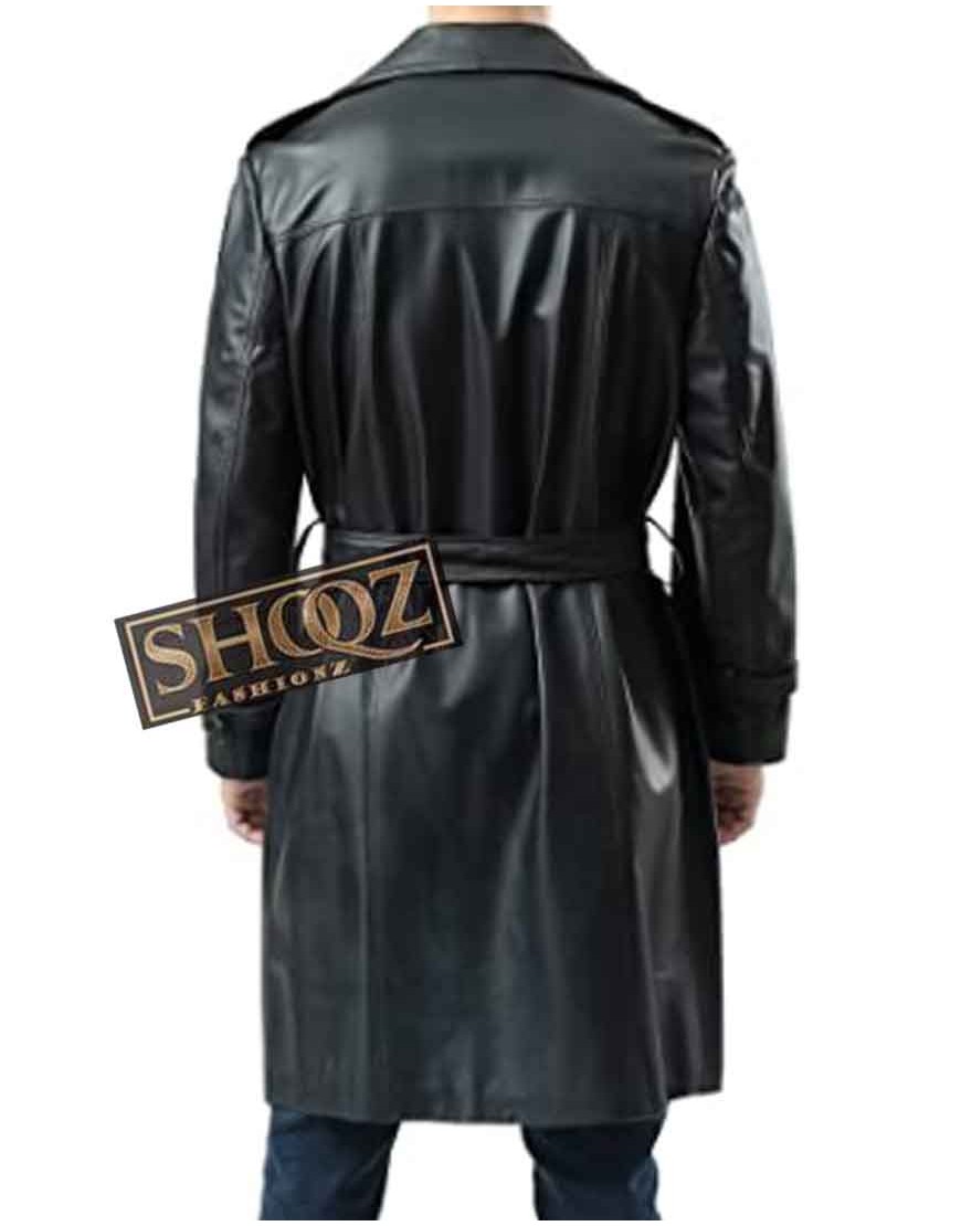 Ocean's Eleven Rusty Ryan (Brad Pitt) Black Leather Treanch Coat